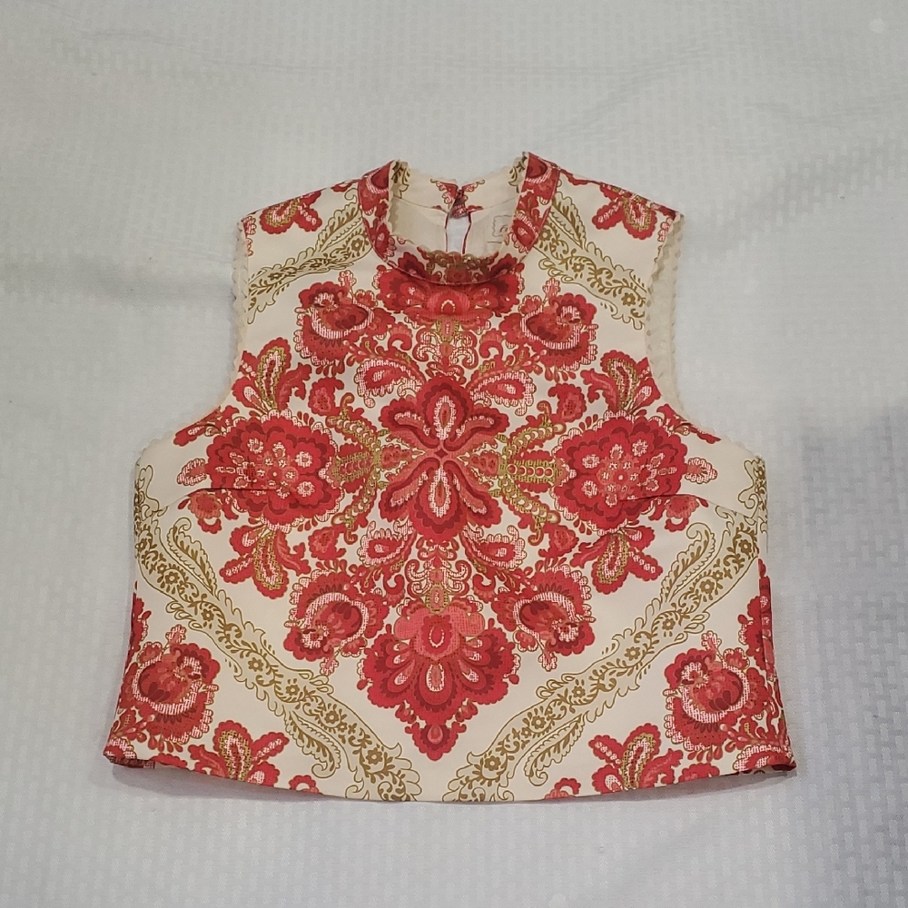 Flora Bea Oriental Sleeveless Crop Tank Top with Boxy Style Sz L - Picture 9 of 16